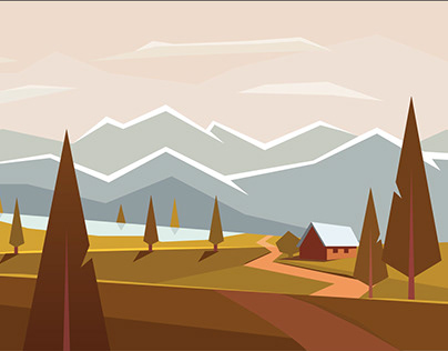 Landscape autumn illustration