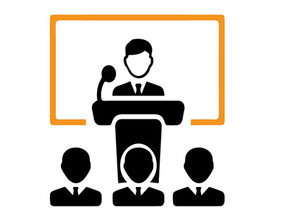 Lecture, meeting, presentation, teacher icon, virtual