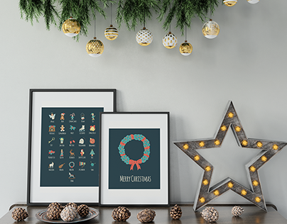 Illustrations for the Christmas alphabet poster