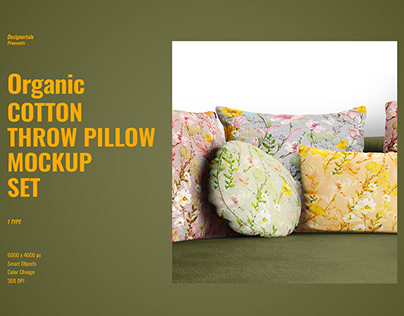 Organic Cotton Throw Pillow Mockup Set