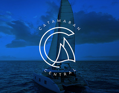 minimalist business catamaran boat logo