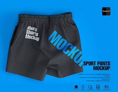Short Sport Pants for Men Mockup flat back