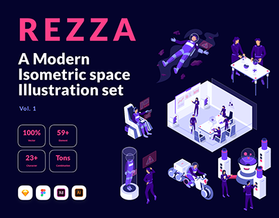Isometric Space Illustrations Pack