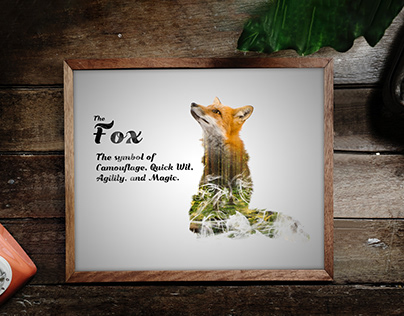 Fox Spirit Animal Double Exposure Art