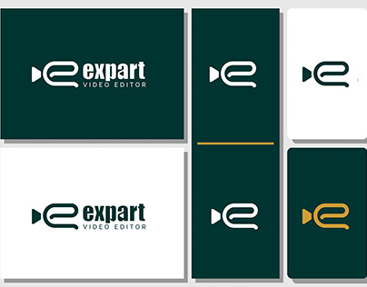 Expart video editor logo. E letter with video icon