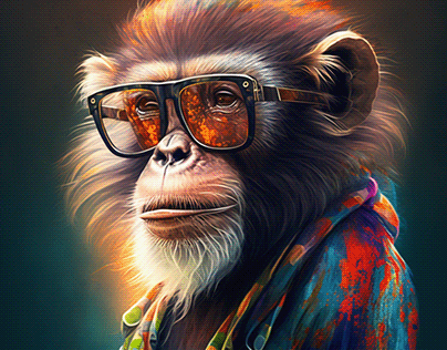 Colorful Beautiful Monkey with Sunglasses