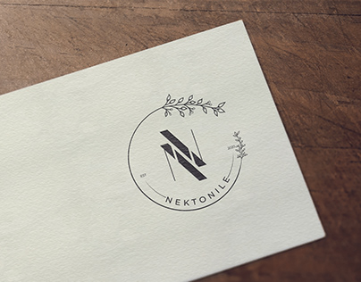 Botanical hand-drawn logo with simple flower and leaves