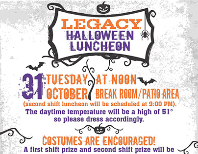 Legacy Halloween Luncheon Company Announcement Poster