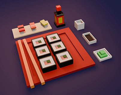 Estudo modelagem 3D (Mesa de Sushi)