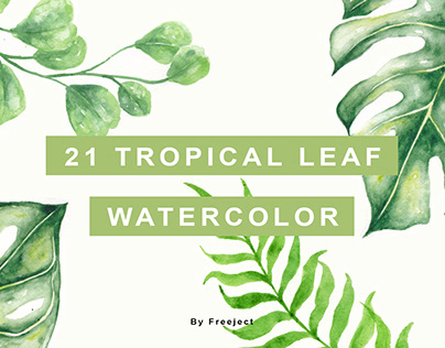 Free 21 Tropical Leaf Watercolor Paint - PNG File