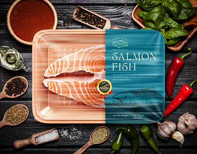 salmon fish box packaging design