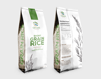 Ghani Sticky Rice Logo and Package Design Mockup