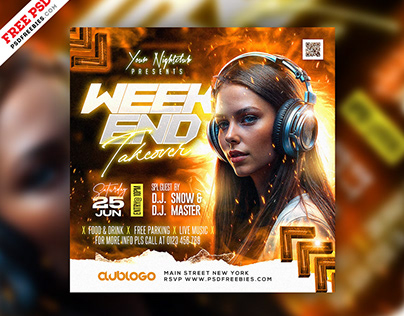 Free PSD | Weekend Music Event and Party Post PSD