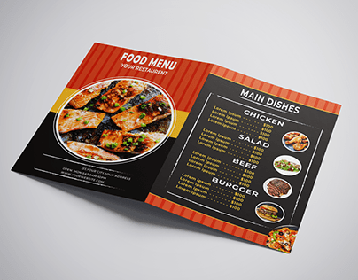 Food menu bi fold brochure