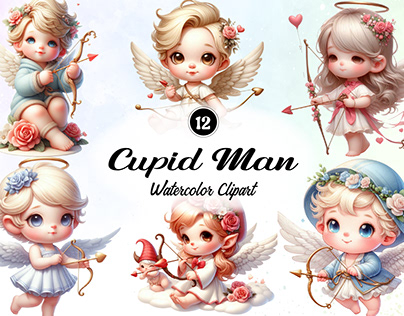 Cupid man Watercolor Clipart