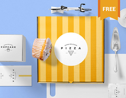 Free Pizza Packaging Mockup Scene