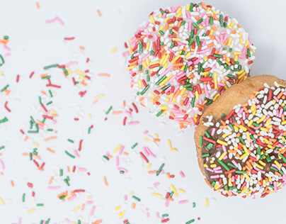 Top view of sprinkled donuts