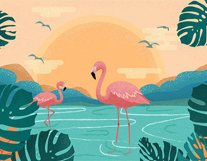 Pinc flamingo-landscape