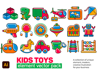 Kids Toys Element Vector Pack