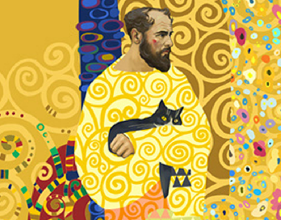 Beauty and the Beast in the style of Gustav Klimt