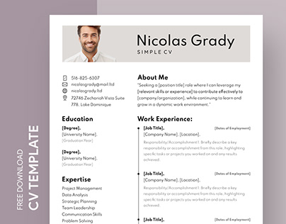 Free Editable Online Simple CV Template