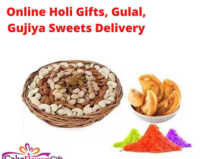 Order Holi Gifts, Gujiya Sweets, Laal Gulal