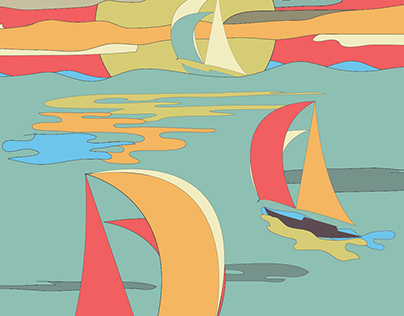 SailBoat - Sailing - Illustration - Vintage colors 2018