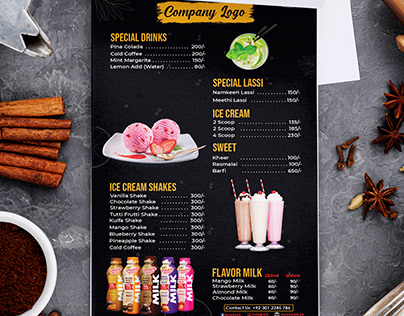 Menu Design for Dairy and Bakery products