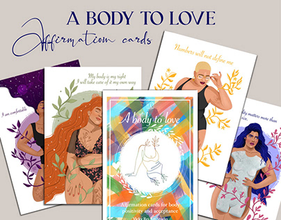 Body positive affirmation cards illustrations