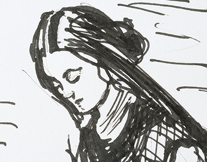 Drawing based on a painting by Corot 'Girl Reading'