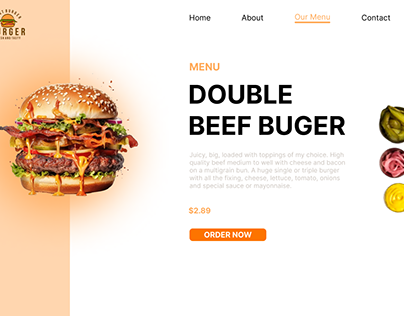 Design the homepage interface of the hamburger website.
