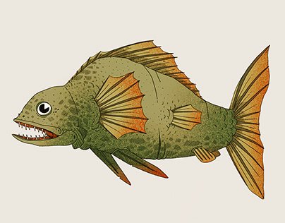 Illustrattion Cretaceous Fish 2x