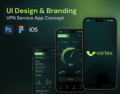 Project thumbnail - Vortex - VPN service APP UI design & branding