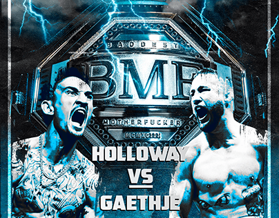 UFC 300 BMF fan Poster. Max Holloway vs Justin Gaethje