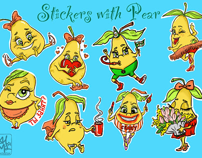 Stickers with Pear