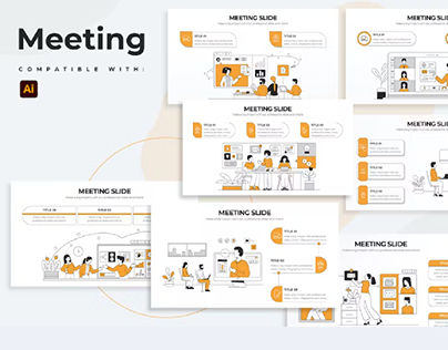 Business Meeting Slides Illustrator Infographics