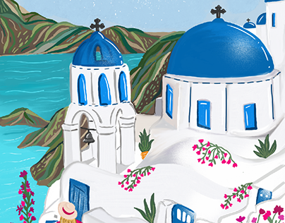 Ilustración digital "Santorini"