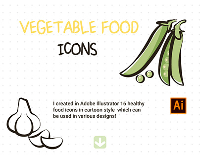 Vegetable food icons in cartoon style