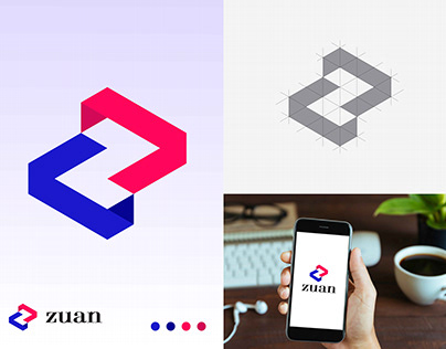 Z letter Modern logo with pink and Blue gradient
