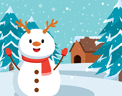 Kawaii Snowman Christmas Character in Winter Season