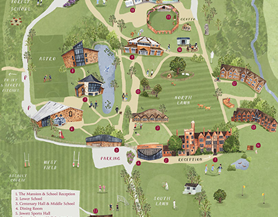 Illustrated map of Port Regis School, Dorset