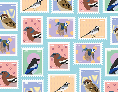 French Birds Stamps
