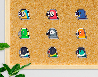 Pixel Parrot Pins