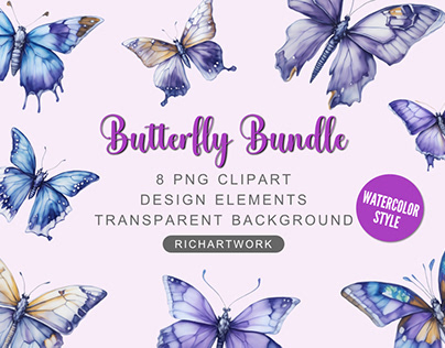 Butterfly Bundle Clipart Illustration Design Element