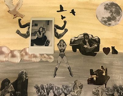 Analog collage on vintage frame