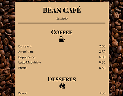 Coffee Shop Menu (CSS)