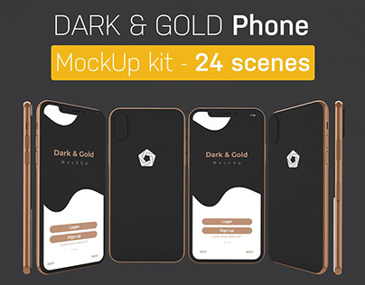 Dark & Gold iPhone MockUp Kit