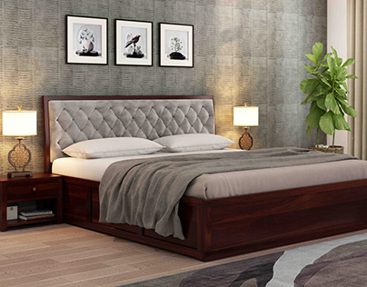 Buy Solid Wood Bed without Storage - PlusOne India