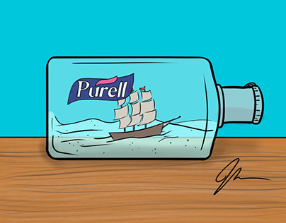 Pirate ship in a Purell bottle