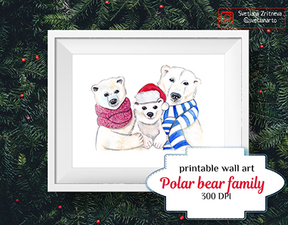 Polar Bear Family Wall Art